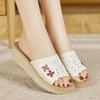 Women's Real Leather Big Size Wedges Slipper Summer New Thick Sole Non Slip Versatile Outdoor One Word Casual Slippers Sandals