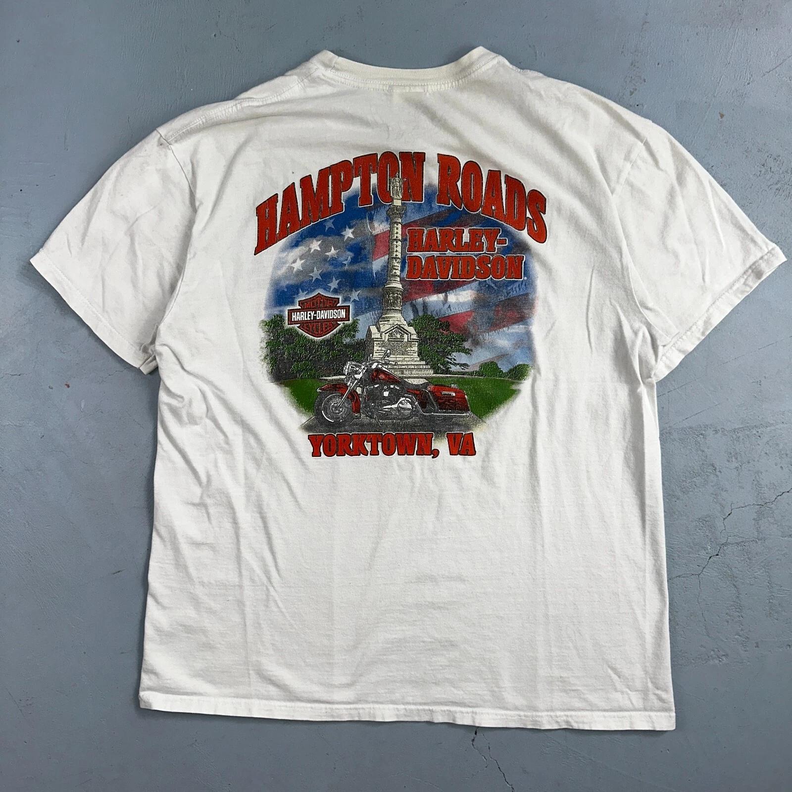 Harley Davidson Yorktown Hampton VTG T Shirt Motorcycle Bike Graphic Y2K Ride 2XL