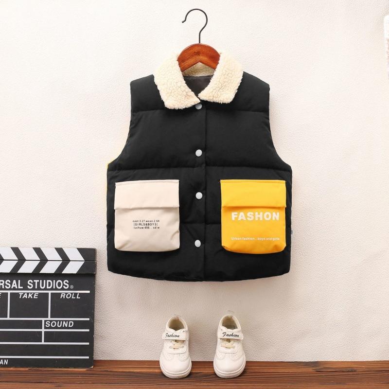Children's Autumn and Winter Warm Stand Collar Fur Collar Down Vest Large Size Loose Trend Vest