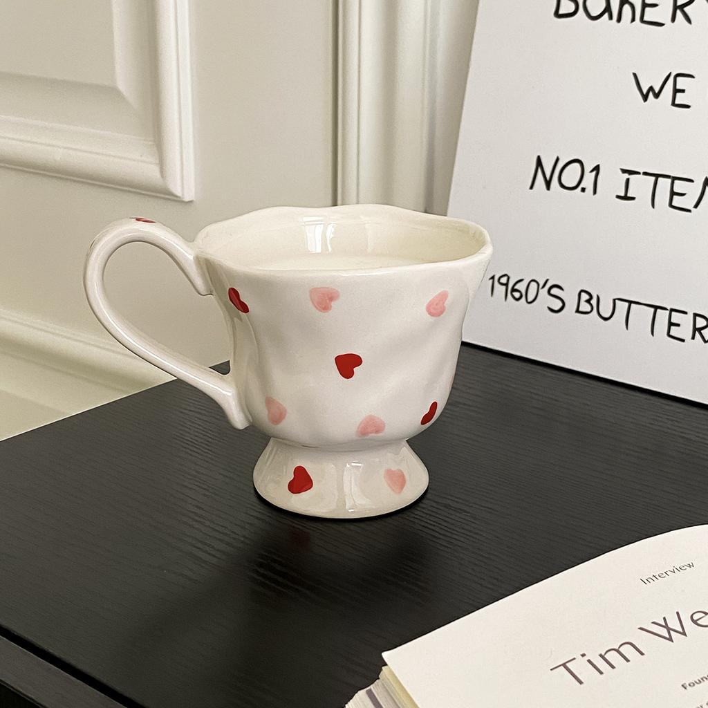1 szt. 350 ml Oryginalny Design Małe Serce Ręcznie Lepiony Ceramiczny Kubek, Kreatywny i Wykwintny Kubek do Kawy, Ładny, Odpowiedni na Prezent Walentynkowy