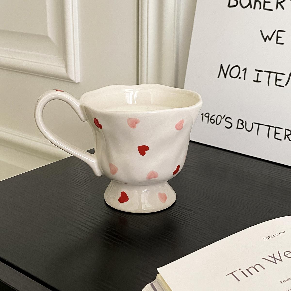 

1Pc350Ml Original Design Small Heart Hand-Kneaded Ceramic Mug, Creative and Exquisite Coffee Cup, Good-Looking, Suitable for Valentine s Day Gif 350ml