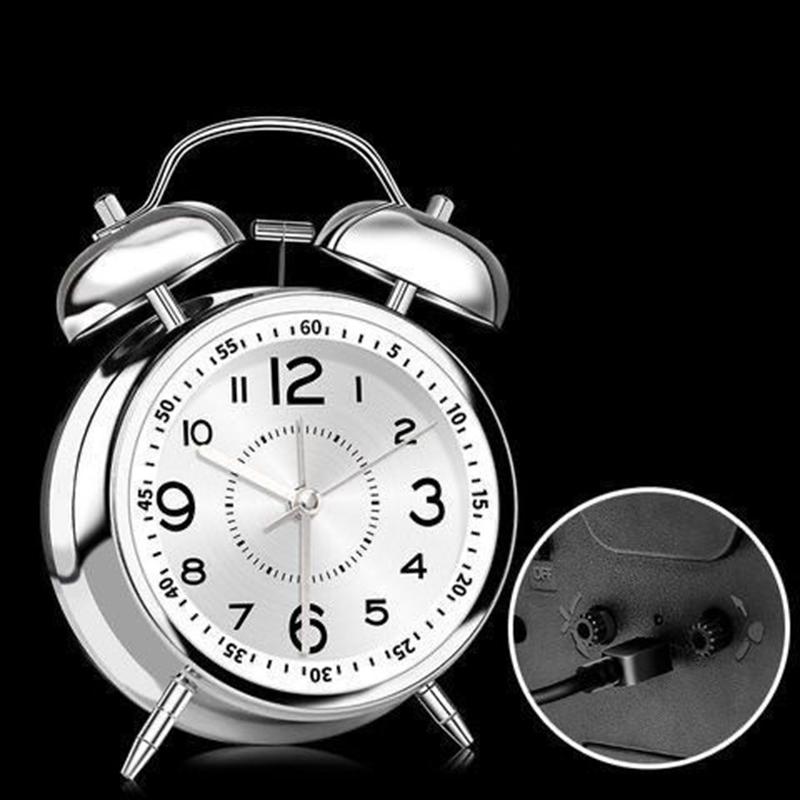 Modern Metal Alarm Desk Clock Silent Mechanical Desk Clock Living Room Decor Table Clocks Creative Table Clocks with Night Light