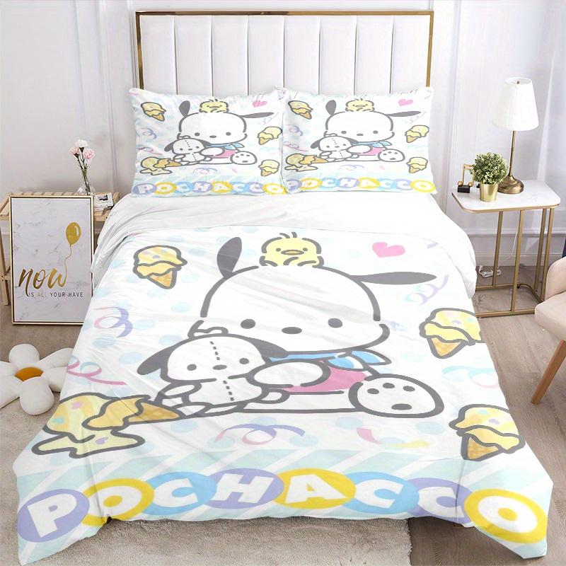 3pcs Ribbon Ice Cream Pochacco Bedding Set - Includes 1 Quilt Cover and 2 Pillowcases, Comfortable Bedding with Stylish Design for Bedroom,