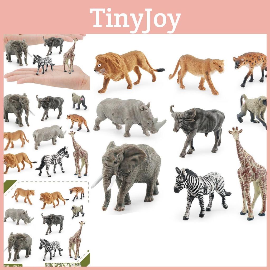 Realistisches Set südafrikanischer Tierfiguren aus PVC: Zebra, Löwe, Hyäne, Nashorn, Büffel, Elefant – ideal als Dekoration für Zuhause und zum Spielen.