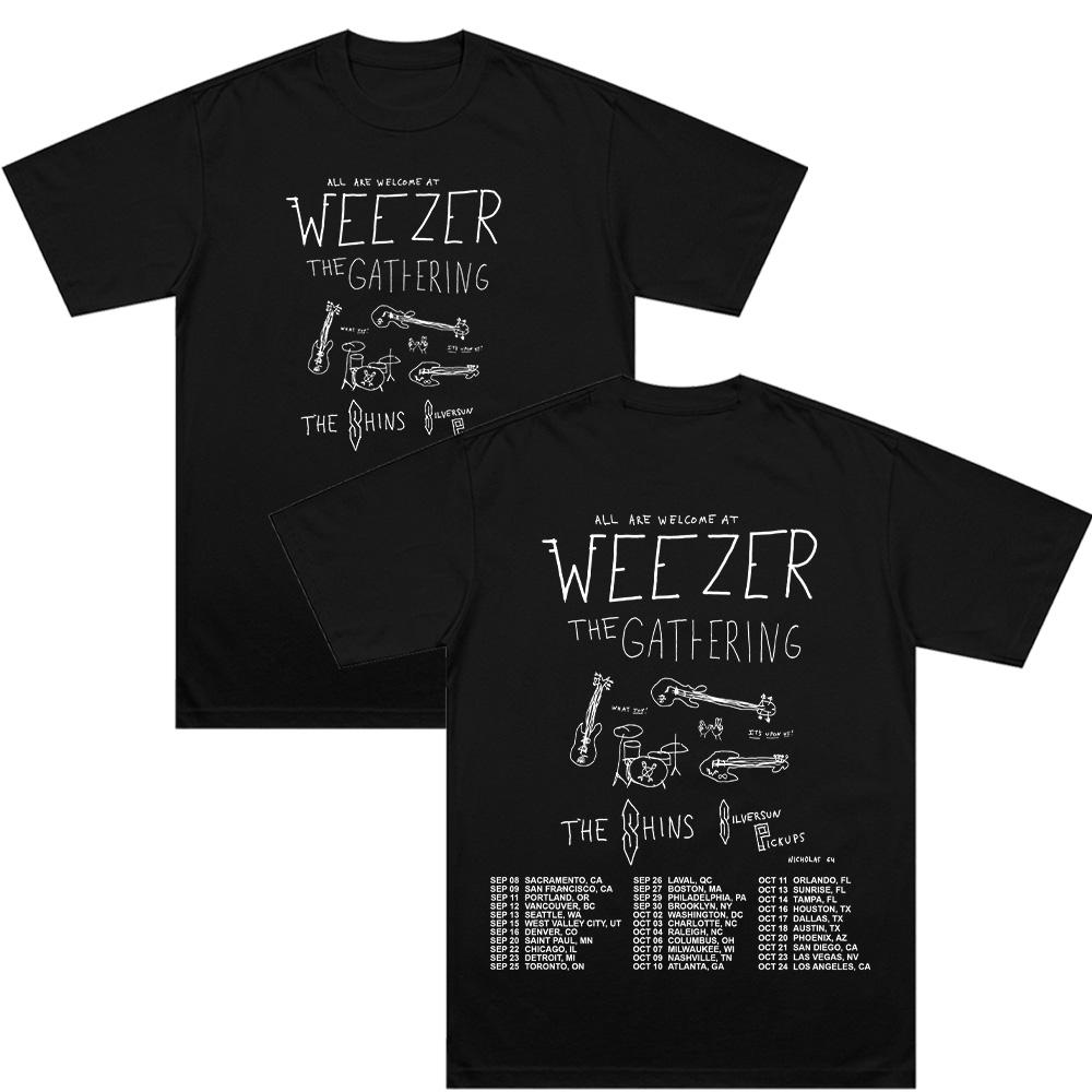 

Weezer Band Tour 2026 T-shirts Cotton Fashion Men Women Hip Hop Tee Trendy Round Neck Short Sleeve Casual Streetwear XS чёрный