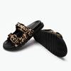 Leopard Metal Buckle Design Women Slippers Sexy Comfort Non Slip Slide Sandals 2025 Summer Platform Flip Flops