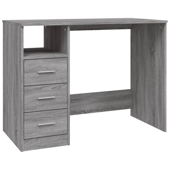 VidaXL Bureau avec tiroirs Sonoma gris 102x50x76 cm Bois d'ingénierie 823038