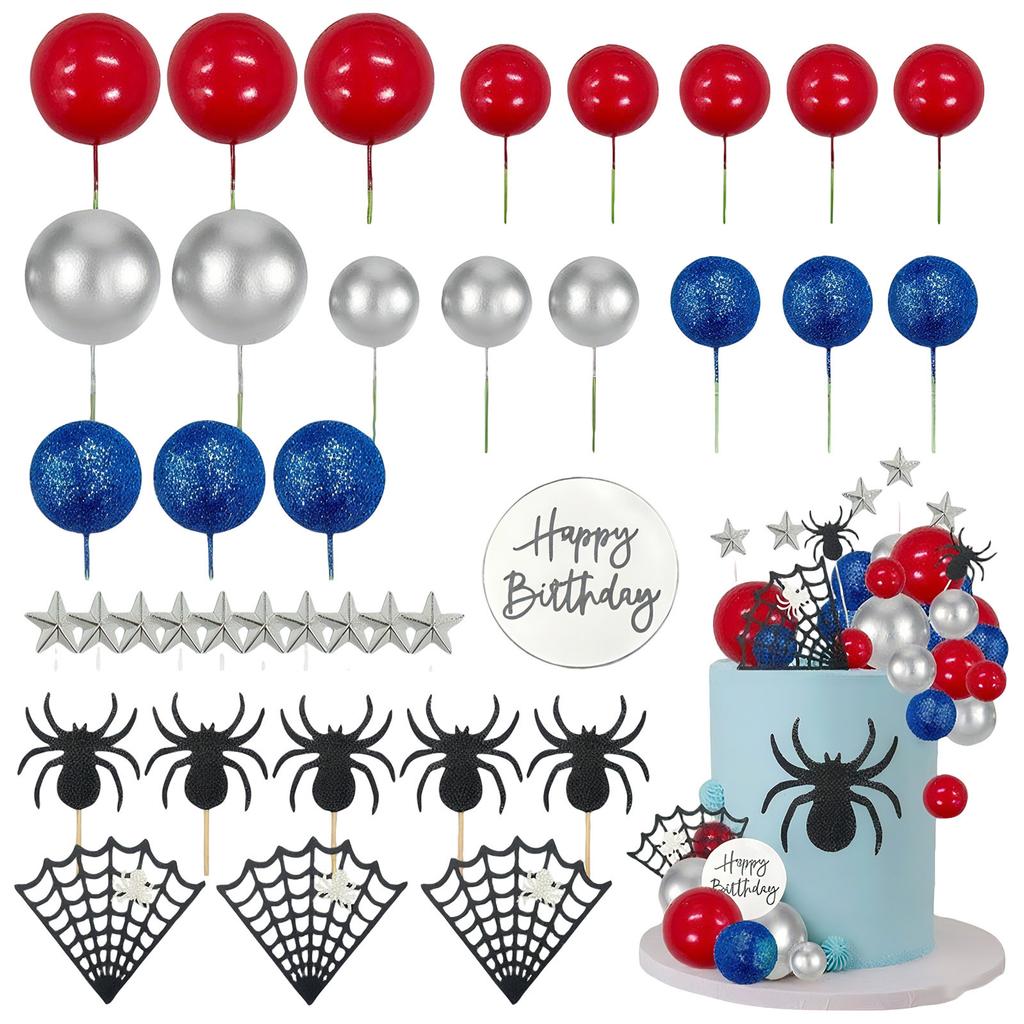 36 Pcs Festive Cake Tops - A Selection Of Festive Party Cupcake Decorations,Spider Cake Decoration,  Party, Birthday Party, Cupcake Decoration