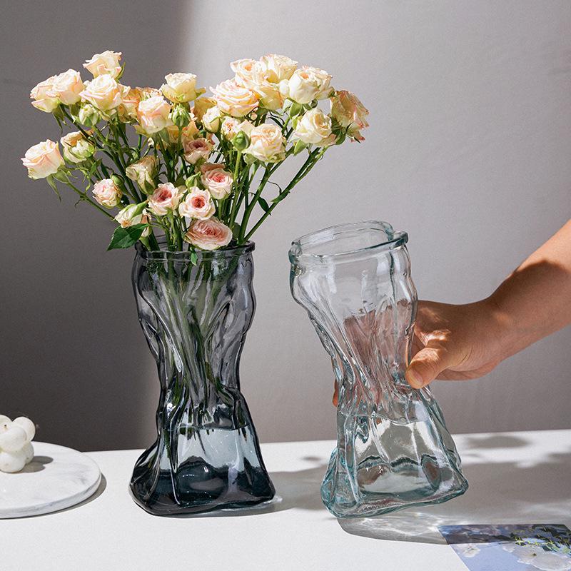Creative Slanted Neck Glass Vase for Home or Office Decor