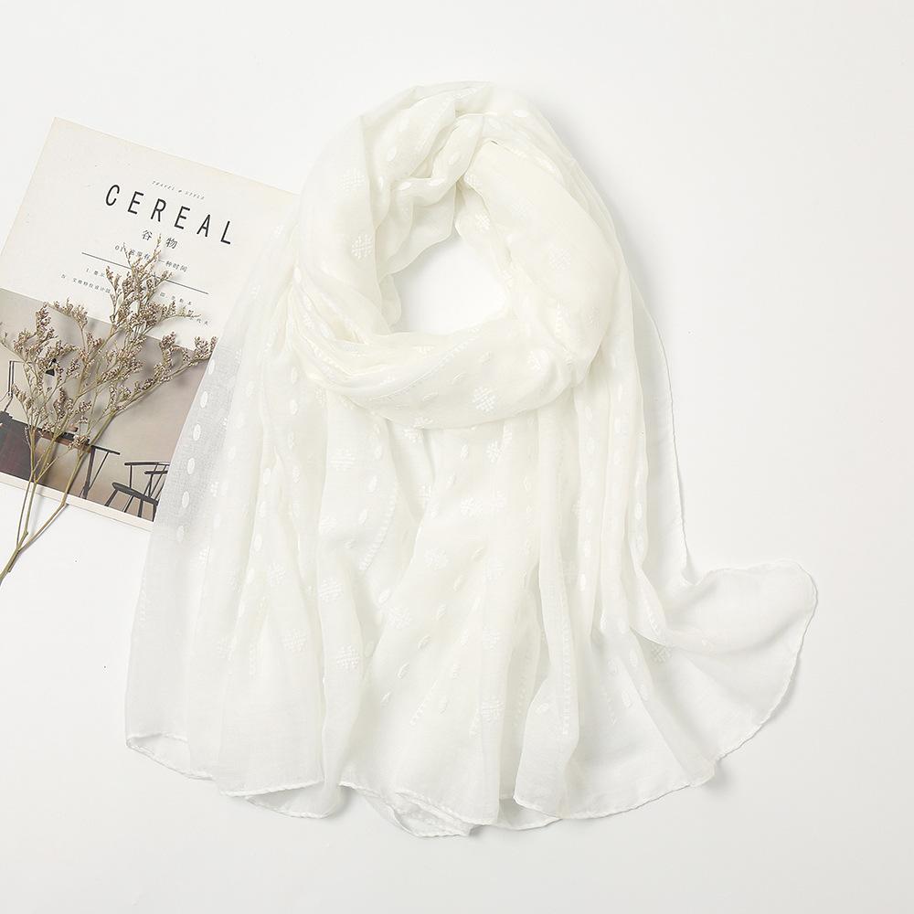 Autumn New Foamed Cotton Scarf For Women Girls Dots Print Edge Sunscreen Scarves Soft Foulard Viscose Summer Female Wrap Shawls