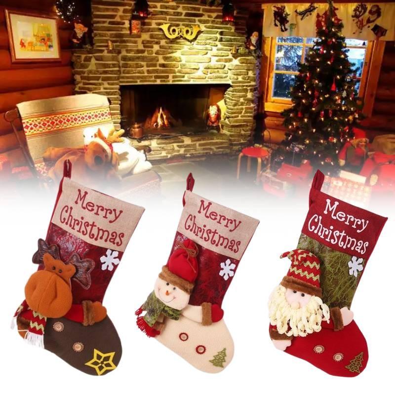 Charming Christmas Stocking Gift Bag With Cartoon Style And Adorable Patterns