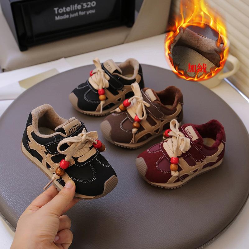 Boys Fleece Sneakers Winter New 1-3-6 Year Old Children Two Cotton Forrest Gump Shoes Kindergarten Baby Warm Shoes