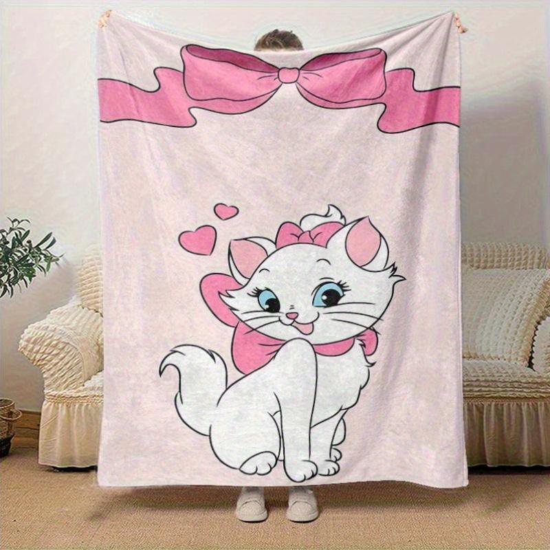 1 pezzo Disney Aristogatti Marie Fiocco Rosa Coperta Plaid Design Gatto Carino, Morbida e Accogliente per Arredamento Casa, Copridivano, Viaggio