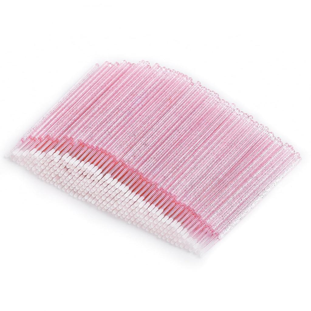400 Microswabs - Pink Micro Applicator Brush Replacements for Eyelash Extensions