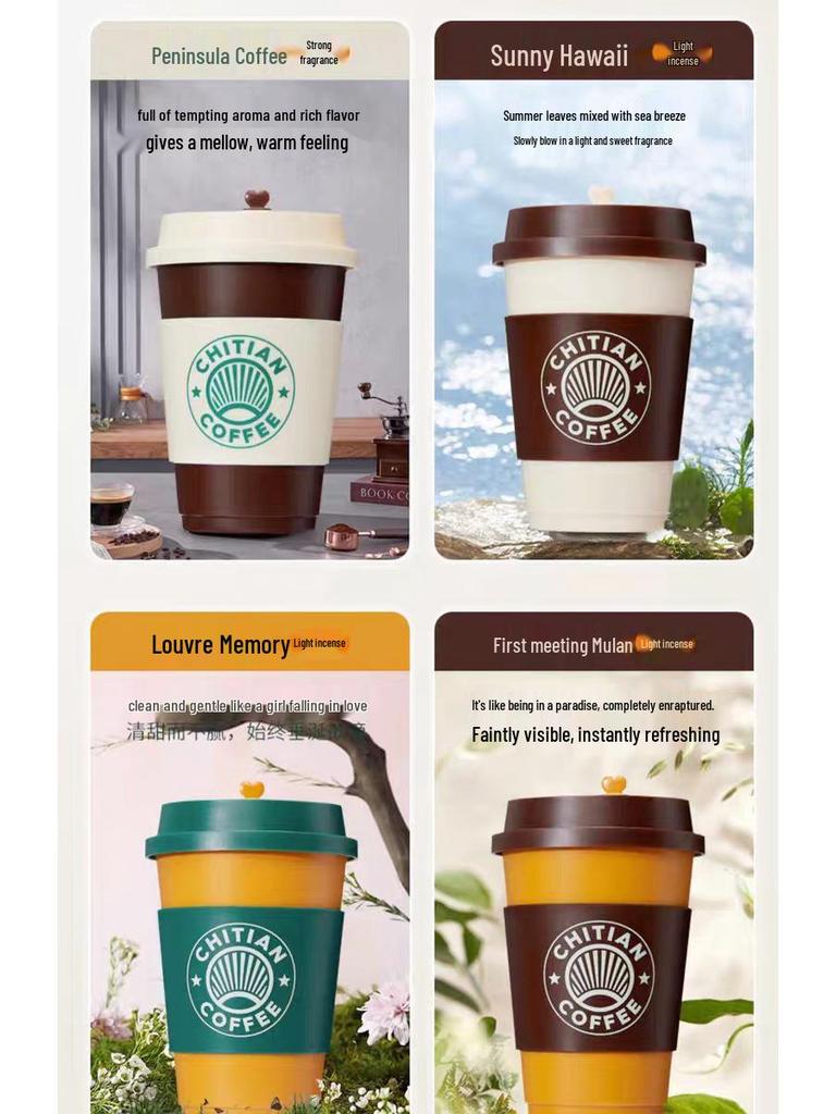 Chida Coffee Cup Air Freshener: Long-lasting, Light Scent, Odor Remover, Decorative for Home & Car Dual Use.