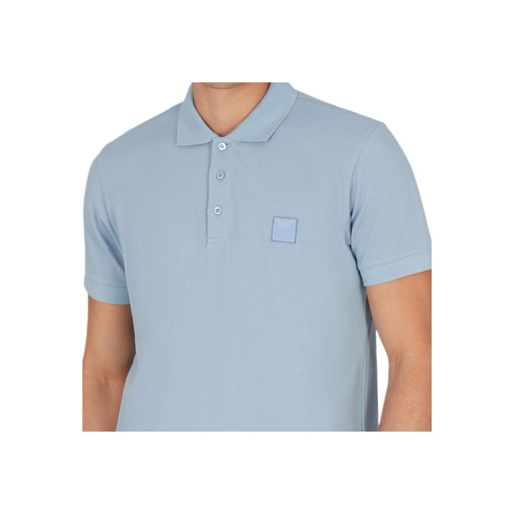 Emporio Armani Ss25 Solid Eagle Logo Short Sleeve Polo Shirt Men tops Light-Blue EM000571-AF12336-U9287