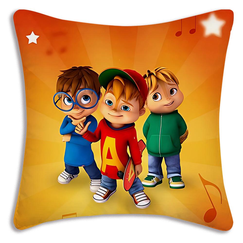 Anime Alvins and the Chipmunks Pillow Covers Cartoon Sofa Decorative Home Double-sided Printing Short Plush Cute Cushion Cover