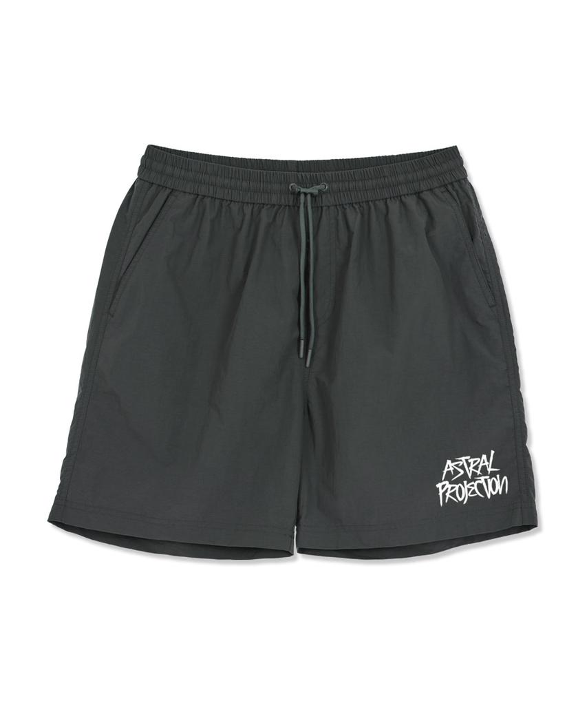 ASTRAL PROJECTION Graffiti Lettering Comfortable Nylon Shorts_Charcoal