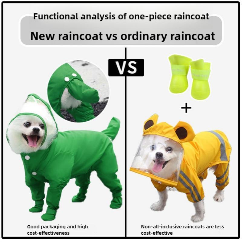 All-inclusive Pet Cat Dog Four-legged Raincoat Rain Shoes Teddy Bear French Bulldog Outdoor Dog One-piece Raincoat Waterproof Supplies