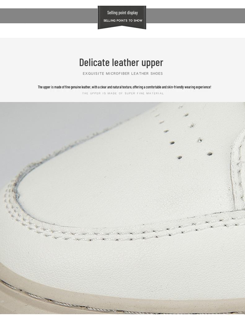 Men's Summer Perforated Leather Sneakers - Breathable Genuine Cowhide with Thick Sole