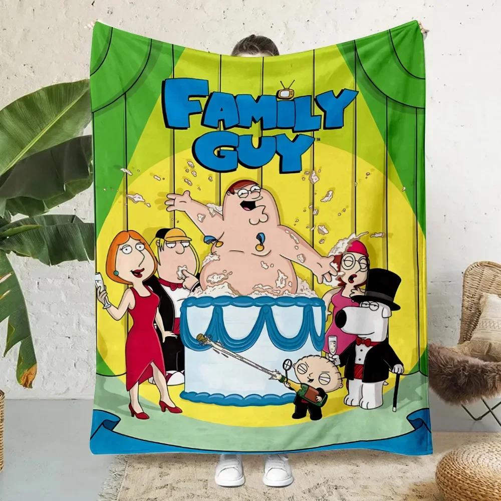 Kawaii Cartoon Familys Guys Printed Blanket Picnic Blankets Warm Blanket Soft And Comfortable Blanket Home Travel Birthday