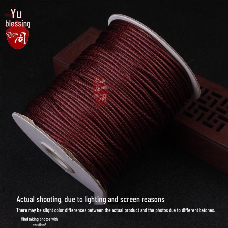 Korean Waxed Leather Cord Unisex Jade Pendant Lanyard Necklace - Red Black Weaving Thread