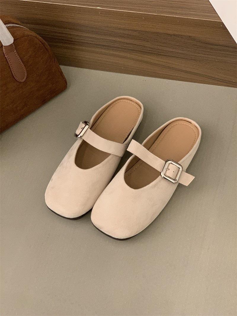 

Баотоу полутапочки женские уличные ленивые минималистичные на плоской подошве универсальные тапочки 40