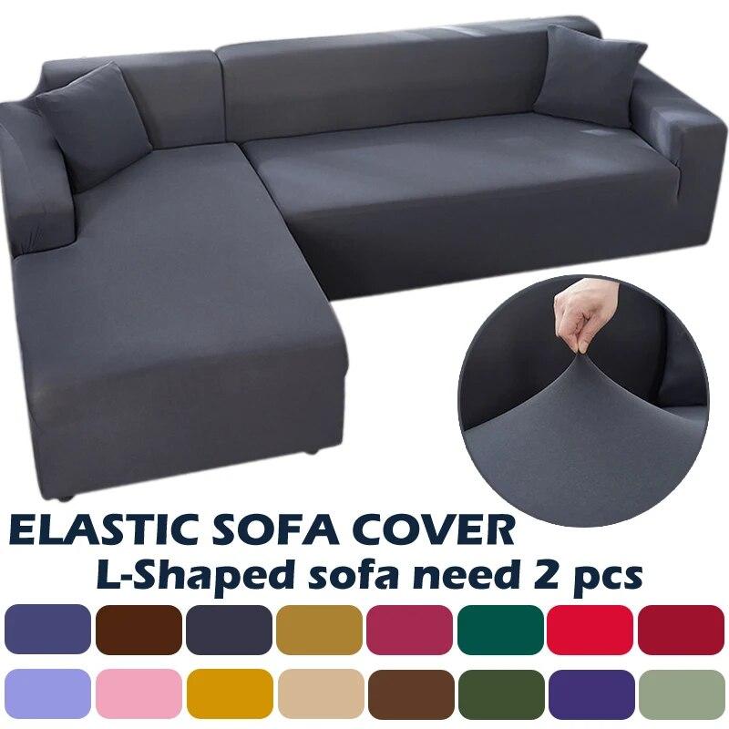 Elastic Solid Sofa Cover 1/2/3/4 Seater Cover for Sofa Couch Armchair L-shaped Corner Sofa Cover Slipcover for Living Room