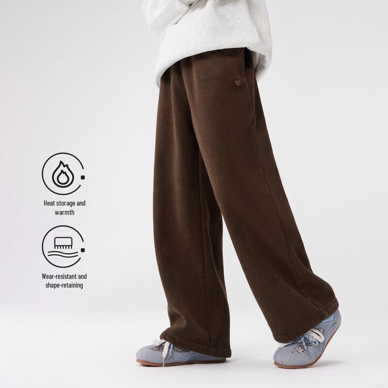 Zuoxi Girls  Corduroy Fleece-Lined Straight-Leg Pants 170