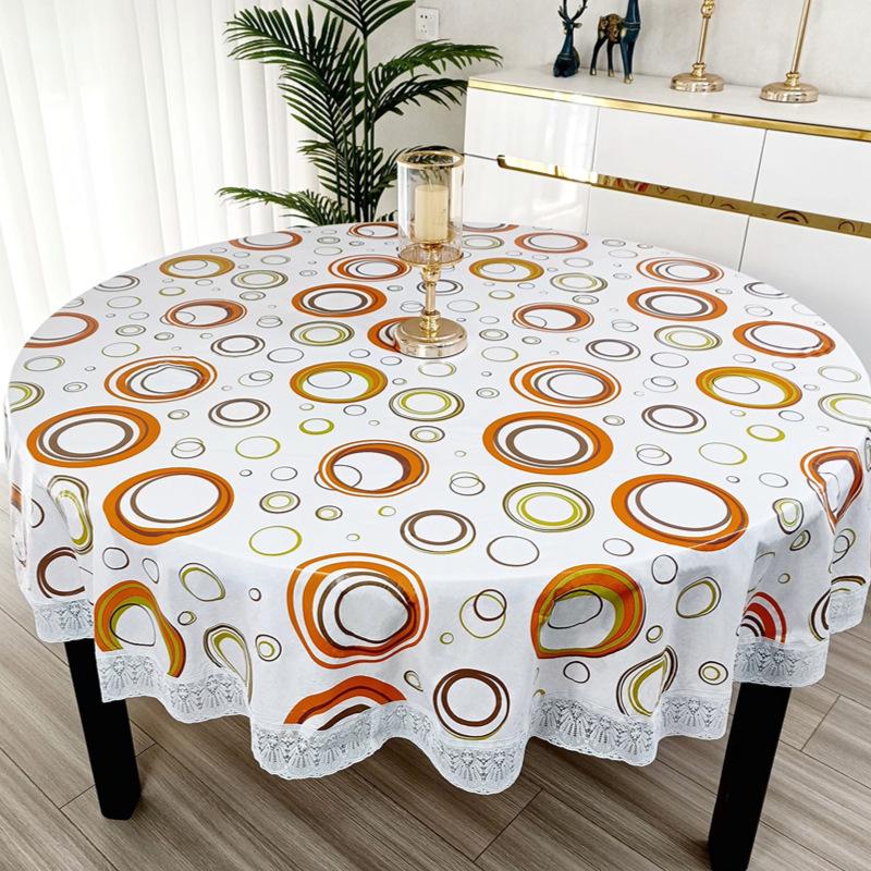 Pastoral Waterproof, Oil-Proof And Anti-Scalding Round Table Cloth, Leave-In Table Cloth, Household Guest Luxury Round Table Cloth Coffee Table