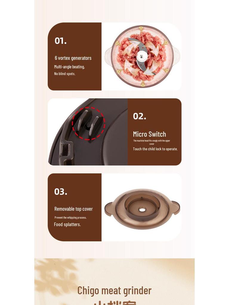 Multi-functional Electric Meat Grinder and Garlic Paste Maker with Visible Glass Bowl