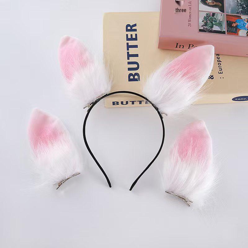 Rabbit Ear Hair Clip - Mid-Autumn Festival Hanfu Headdress: Cute, Plush, Ancient Style Hairband & Accessory