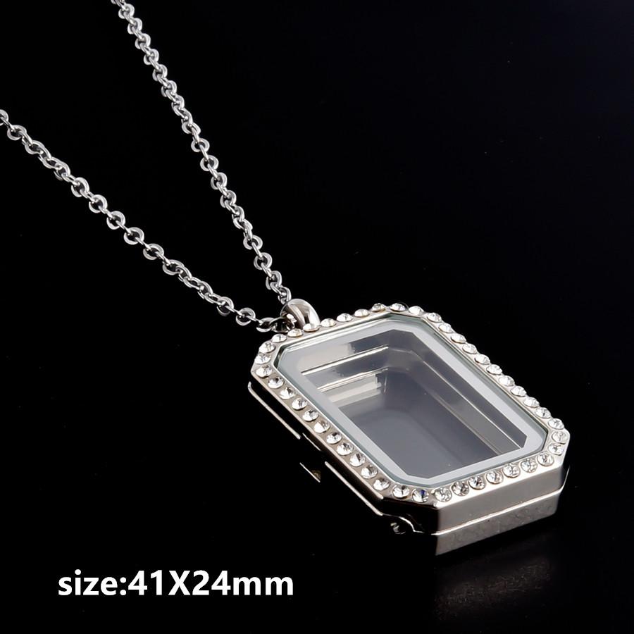1pcs Alloy Pendant Magnet Locket Necklace Water Droplet Rectangle Heart Necklaces For Women Men DIY Photo Stainless Steel Chains