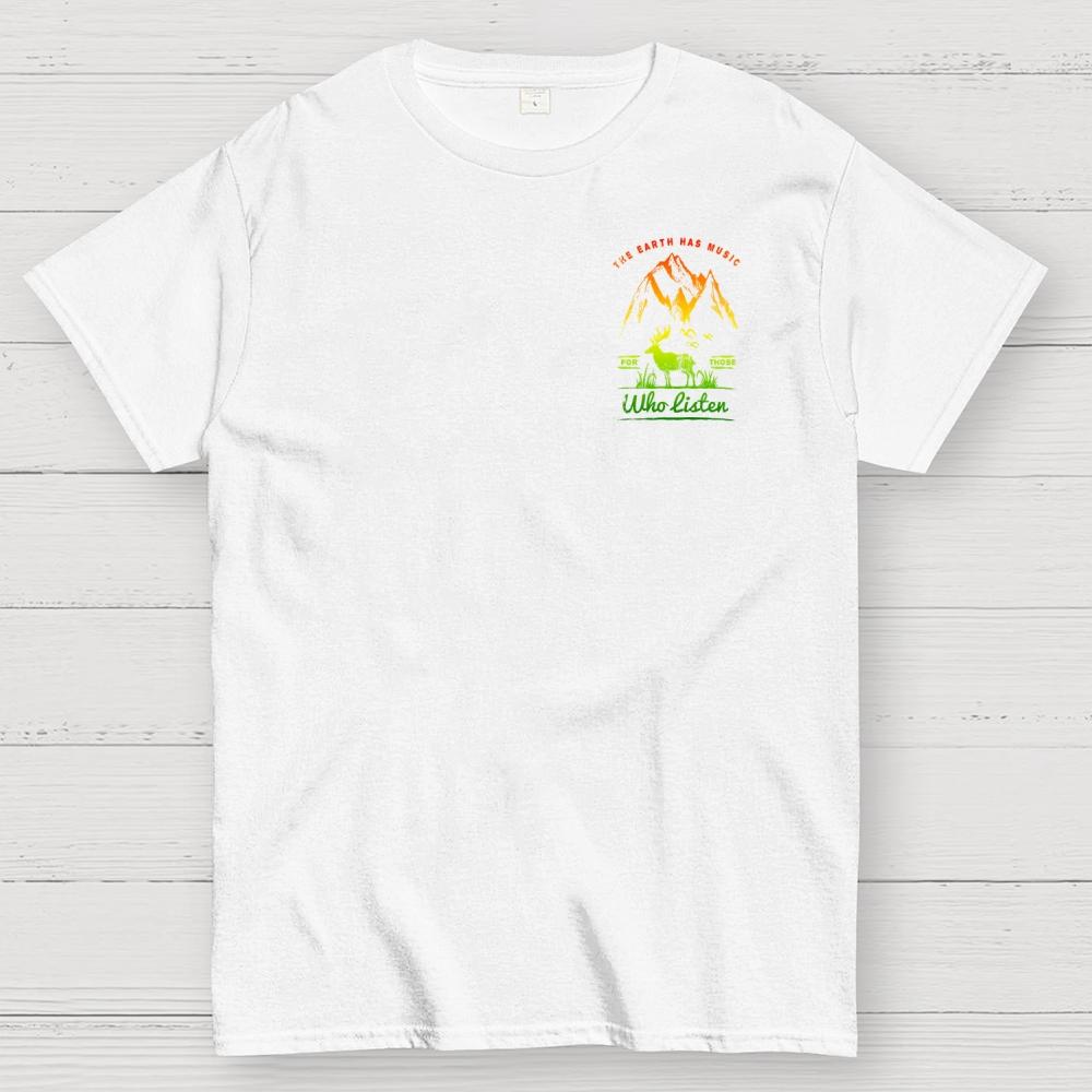 THE EARTH HAS MUSIC FOR THOSE WHO LISTEN Front And Back Printing 100% Cotton Summer Casual Cool Loose T-Shirt