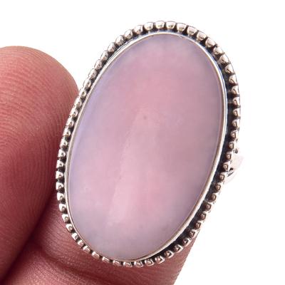 Natural Pink Opal Gemstone Handmade 925 Solid Sterling Silver Ring Size 7 A9u69