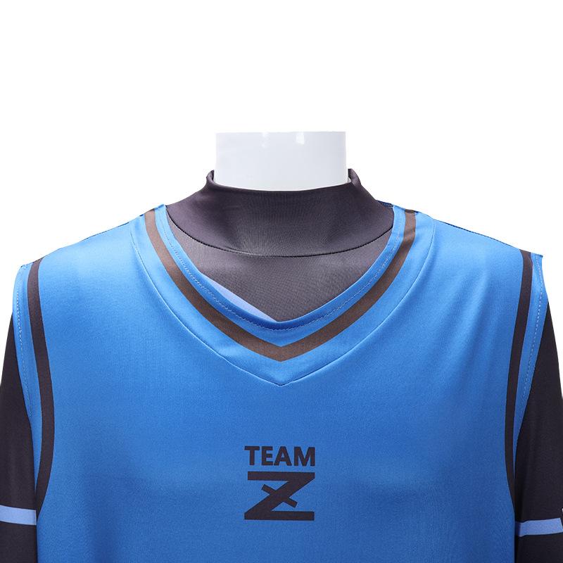 Bachira Meguru Cosplay Costume Anime Blue Shorts Jersey Football with Black Bodysuit Club Sportswear Jumpsuits Set for Men Women