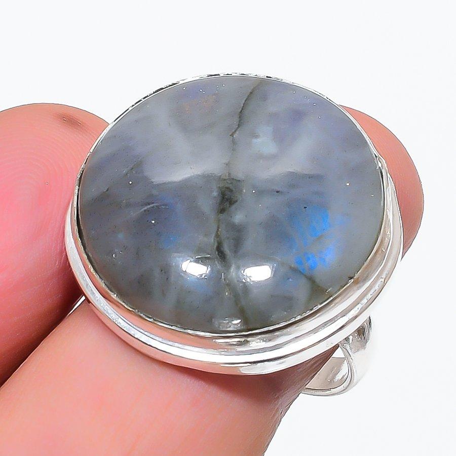 

Лабрадорит Драгоценный Камень Ювелирное Изделие из Серебра 925 пробы Кольцо Размер 8.5