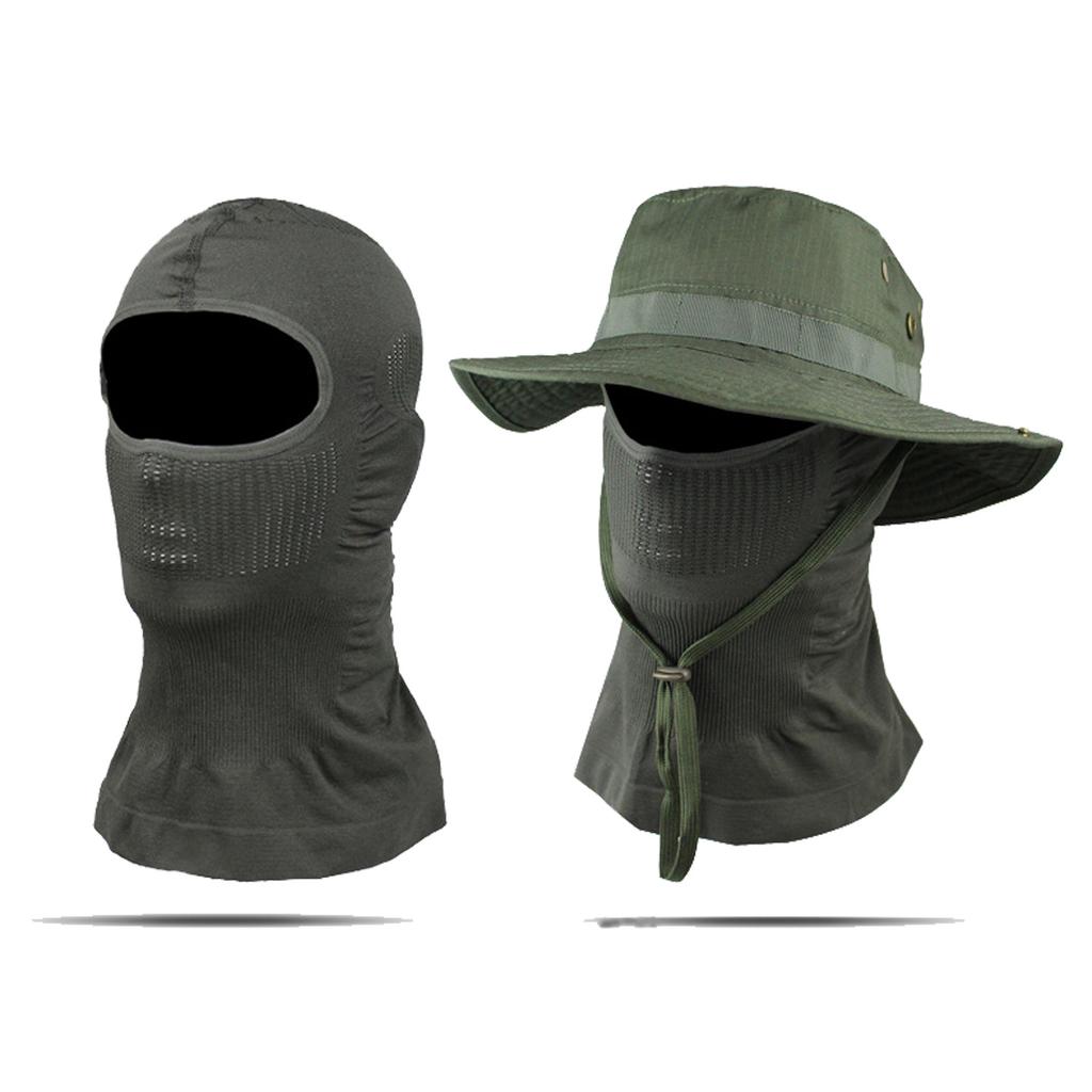 Outdoor Tactical Benny Hat Sunshade Bucket Hat Wild Mountaineering Fishing Round Brim Hat Large Brim Summer Sun Protection Set