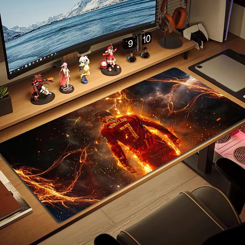 Tappetino Mouse C Ronaldo Grande Cuscino per Tavolo da Gioco Antiscivolo Laptop Tablet Mousepad Grande Tappetino XXL Mini PC Playmat Con Bordo Lock_XIA