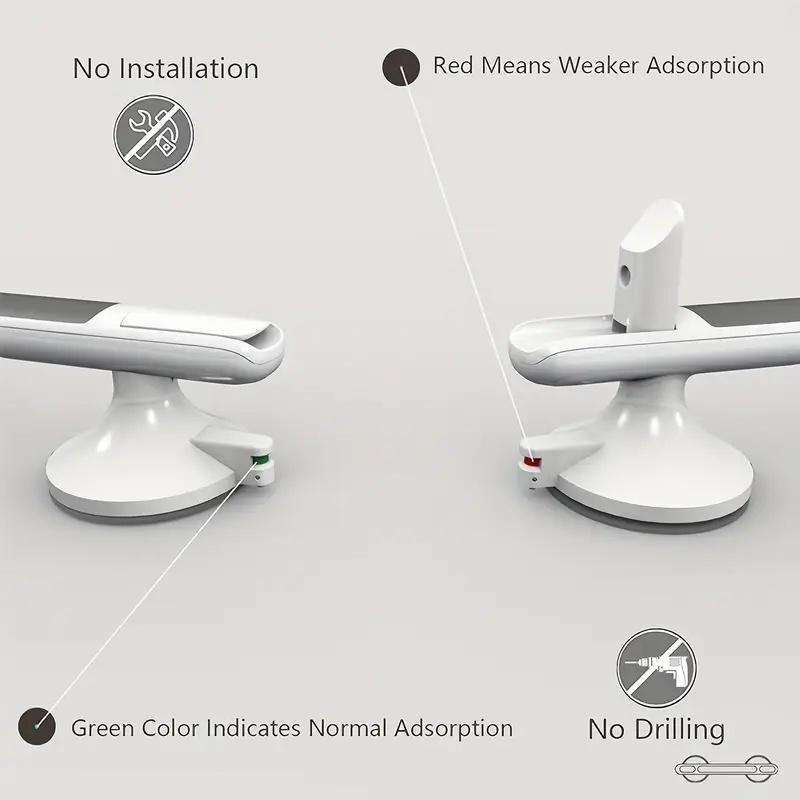 1Pc Elderly Safety Grab Bar - No Drilling Required, Non-Slip Bathroom Handle with Strong Suction Cup, Heavy-Duty Plastic 