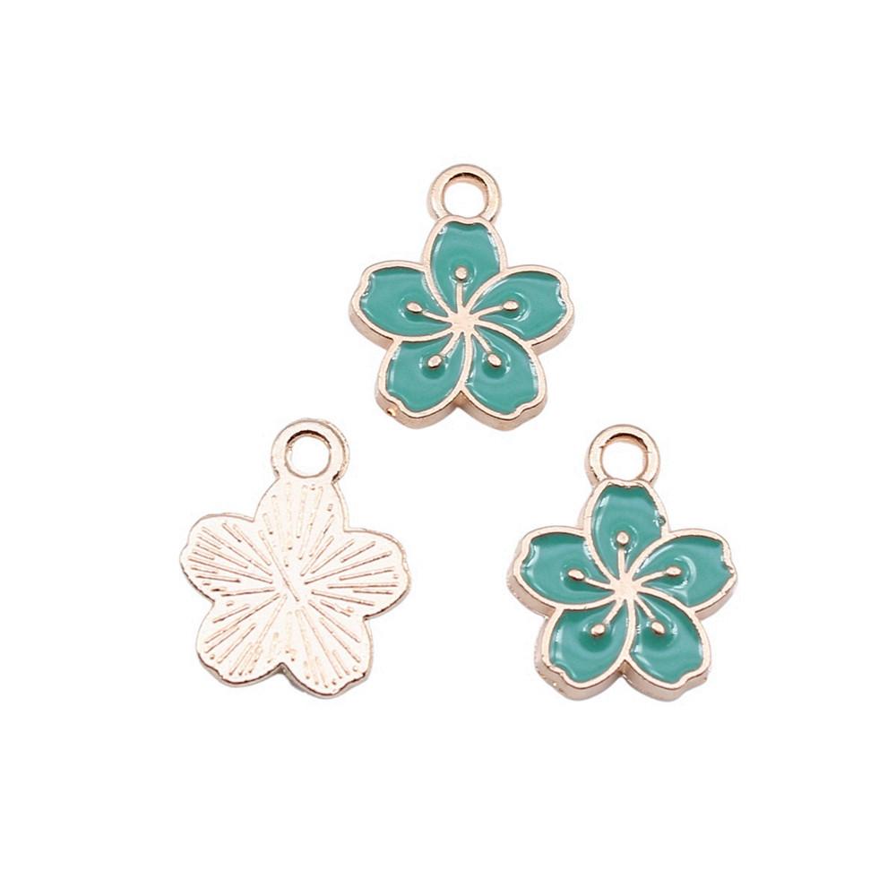 Enamel Charms Multi Color Flower Pendants For Floral Themed Jewelry