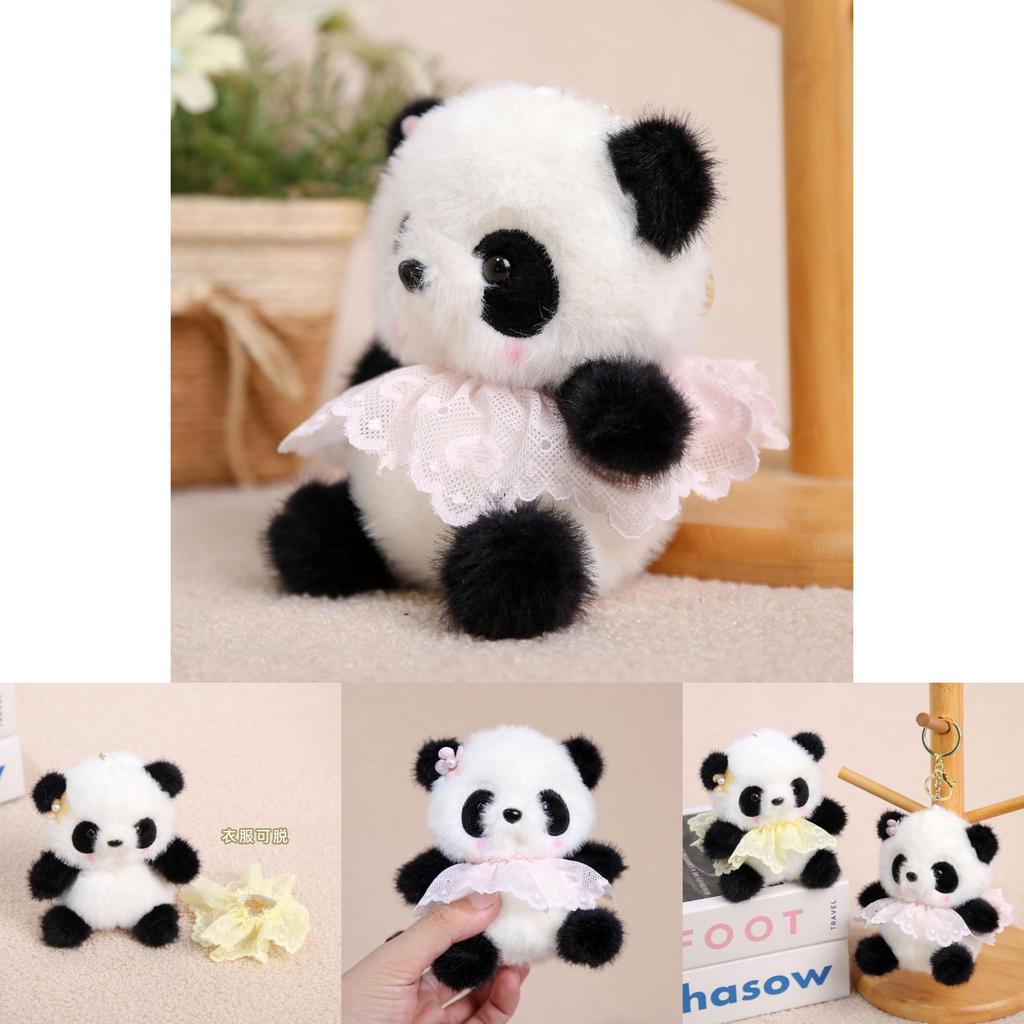Cute Panda Fairy Plush Doll Keyring With Dresses And Floral Decor For Bag Decor