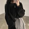 Cropped Hoodie Women Autumn Korean Solid Loose Crop Round Neck Womens Top