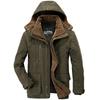 Men's Winter Cotton Coat - Fleece-Lined, Thickened, Mid-Length with Multi-Pockets, Plus Size for Middle-Aged and Elderly