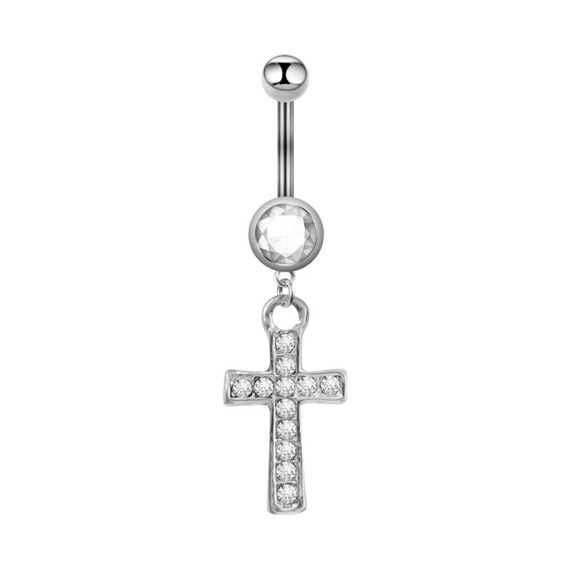 1PCS Stainless Steel Jewelry Royal Sexy Cross Belly Navel Piercing Stainless Steel Fashion Belly Ring For Women Body Jewelry белый