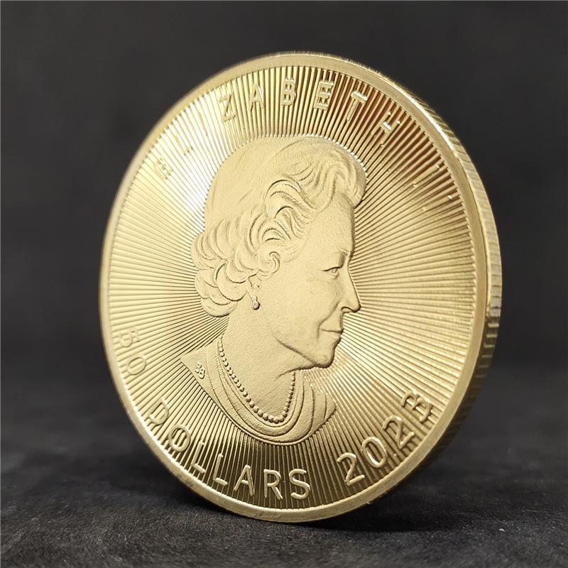 Moneta d'Oro Foglia d'Acero Canadese, 2015, 2020, 2021, 2023, Moneta Commemorativa Foglia d'Acero, Moneta della Regina del Commonwealth, Moneta Commemorativa per il Commercio Estero
