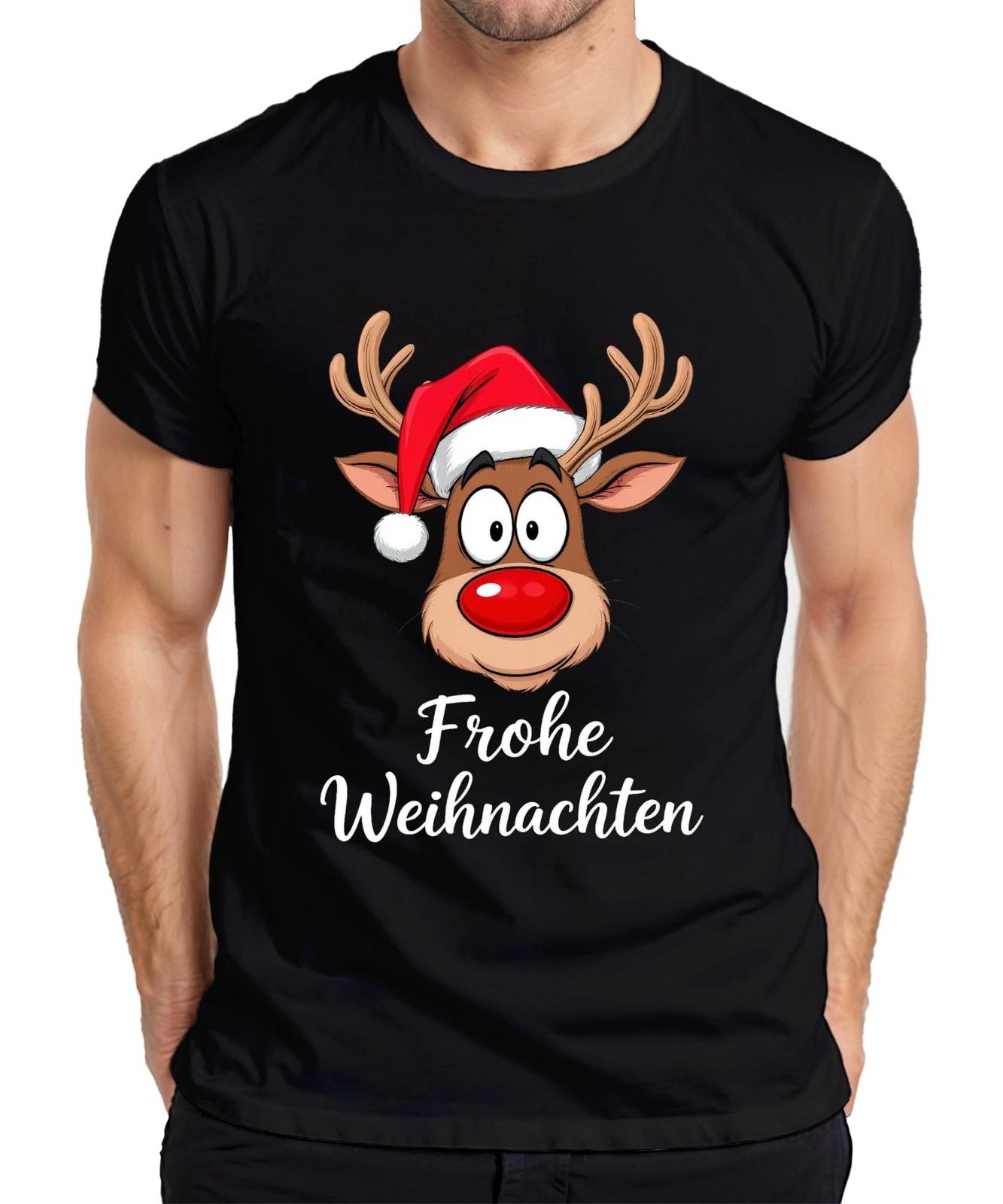 Frohe Weihnachten Rentier Rudolf Cartoon Niedlich Lustig Geschenk Herren T-Shirt XXXXL