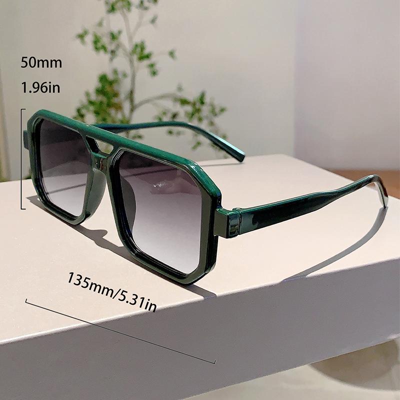 2 Pairs Vintage Square Sunglasses Men Chic Retro Double Bridge Gradient Outdoor Shades Women Casual Vacation Decor Sun Glasses