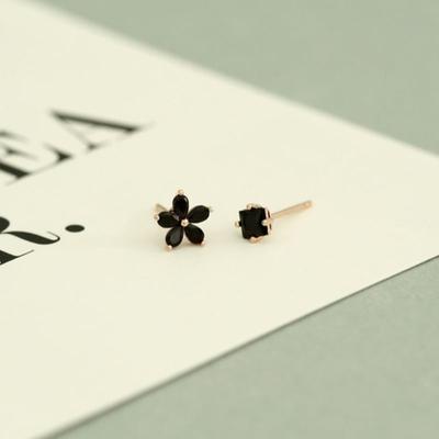 JUDY AND PAUL Mare Black Crystal Flower Anklet Earrings