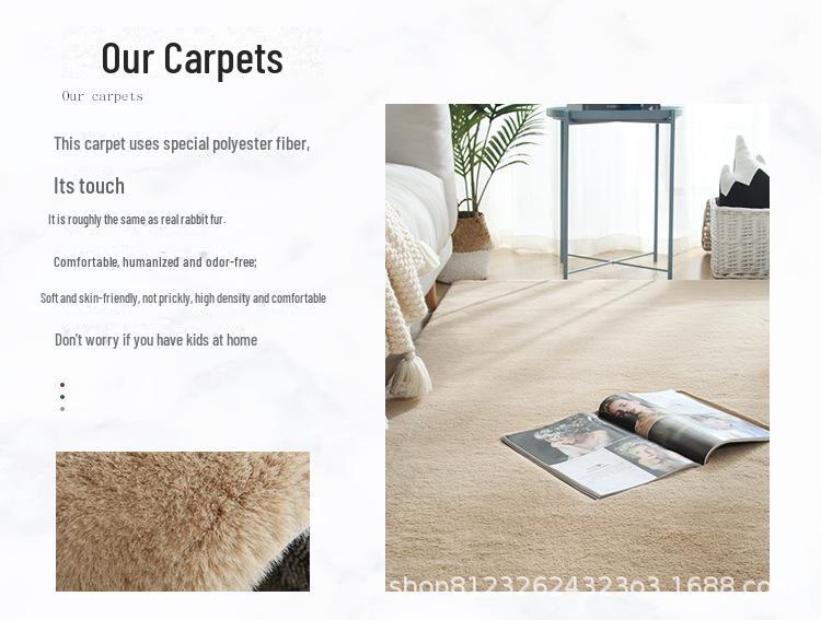 Modern Imitation Rabbit Fur Carpet for Living Room and Bedroom – Cute, Washable, Customizable, Full-Cover Floor Mat